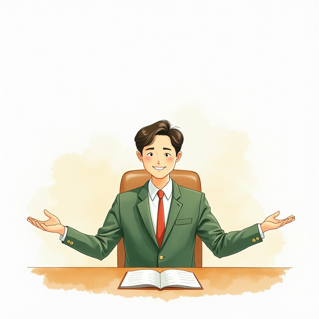 税理士が笑顔でお迎えするイラスト