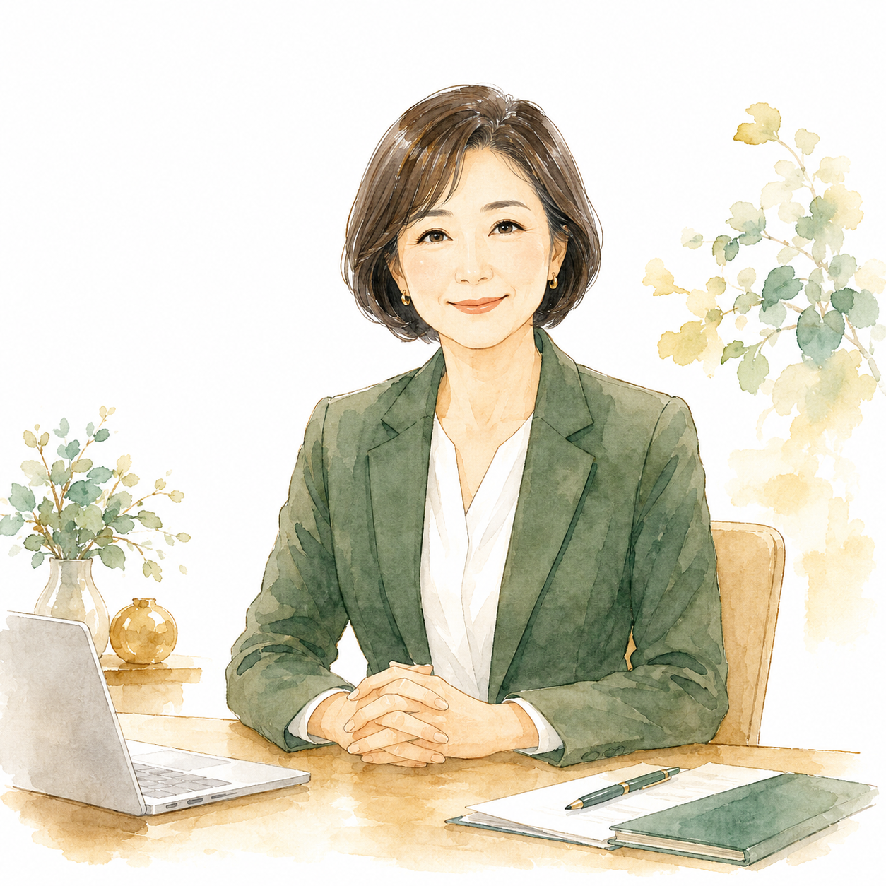 税理士が笑顔でお迎えするイラスト